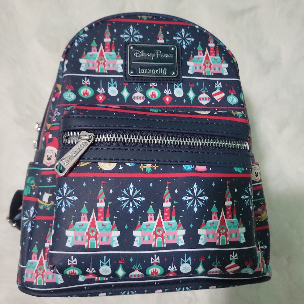 Ugly Christmas sweater loungfly holiday black Disney purse mini backpack nwt